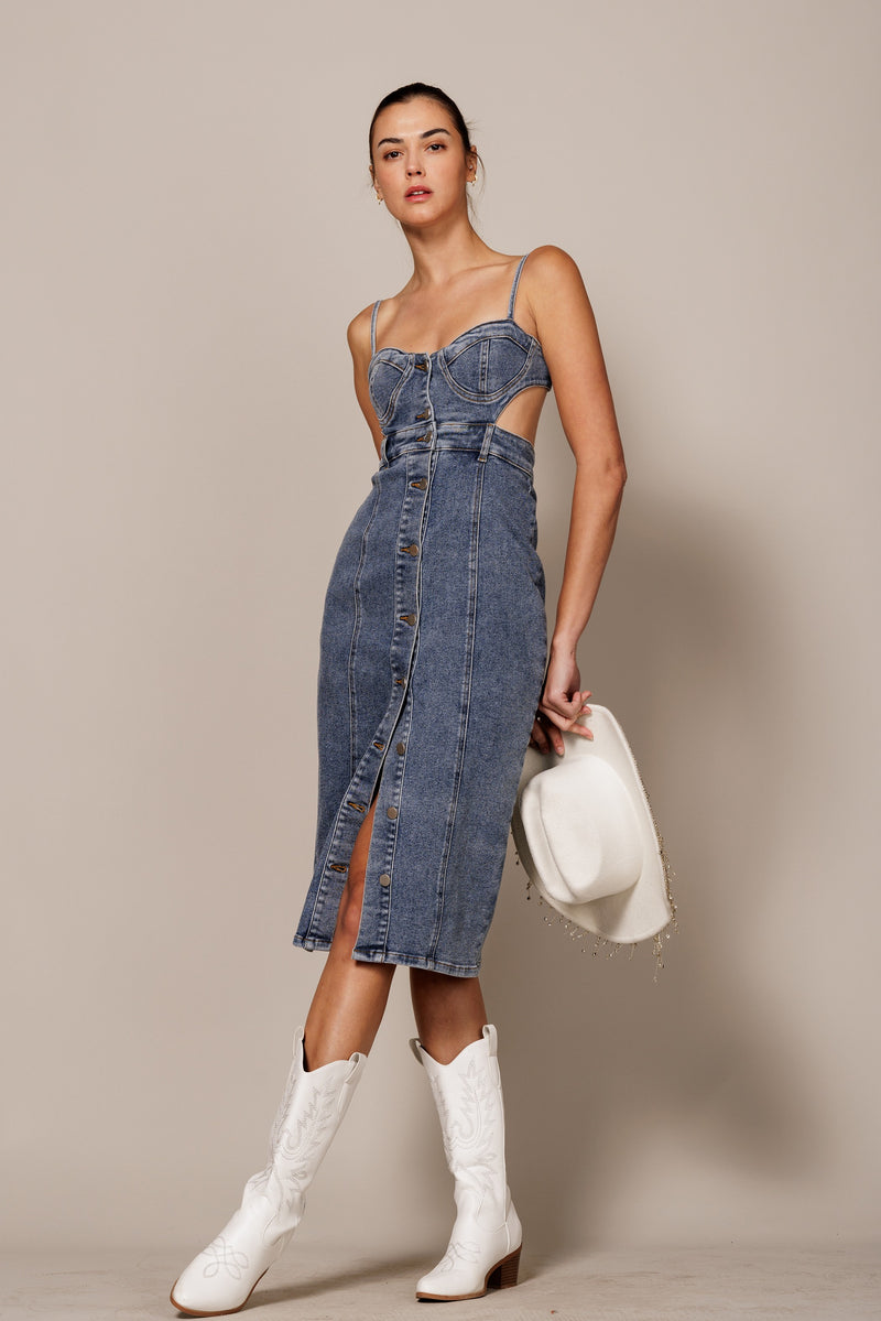 Denim Button Down Midi Dress