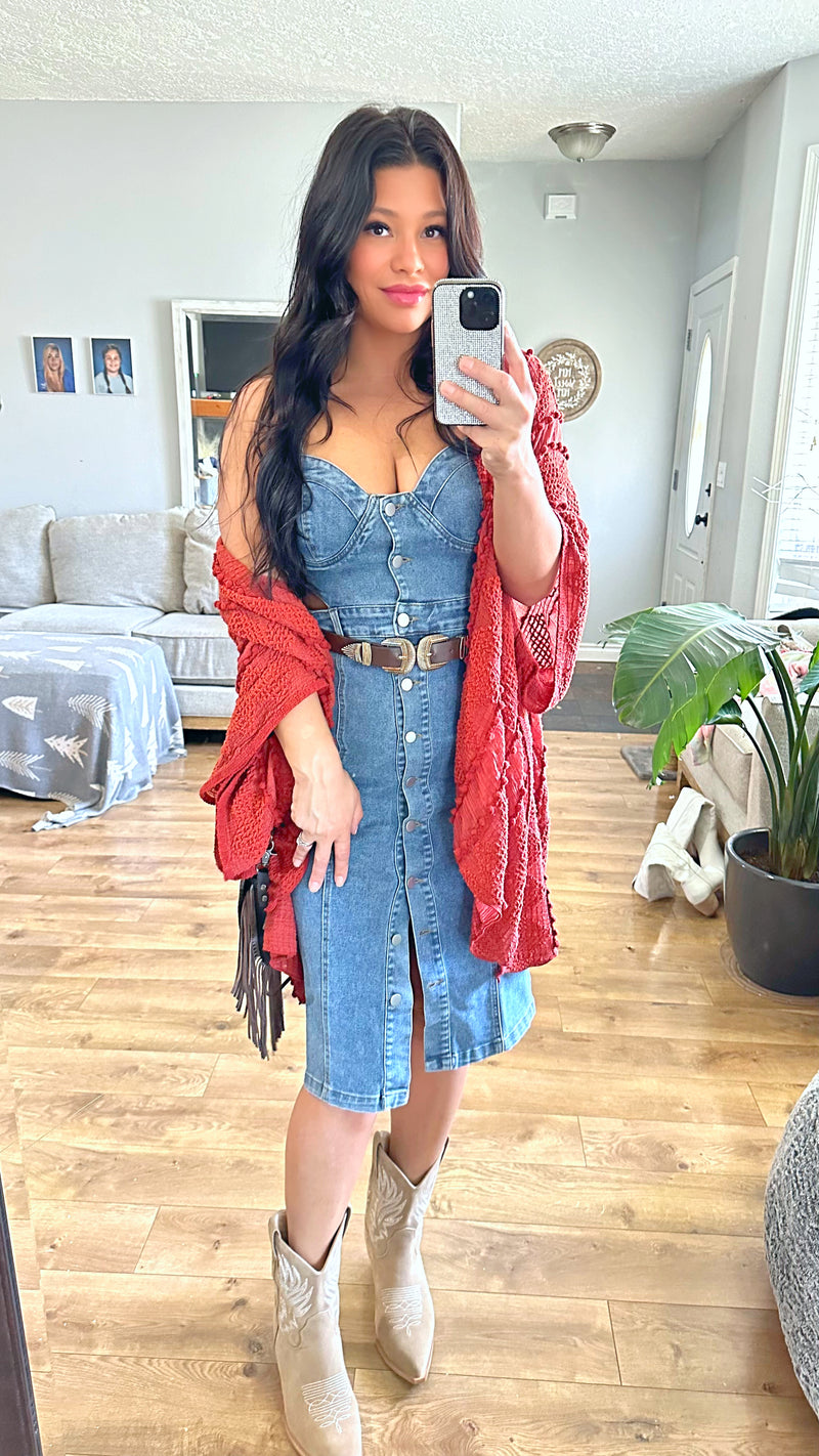 Denim Button Down Midi Dress